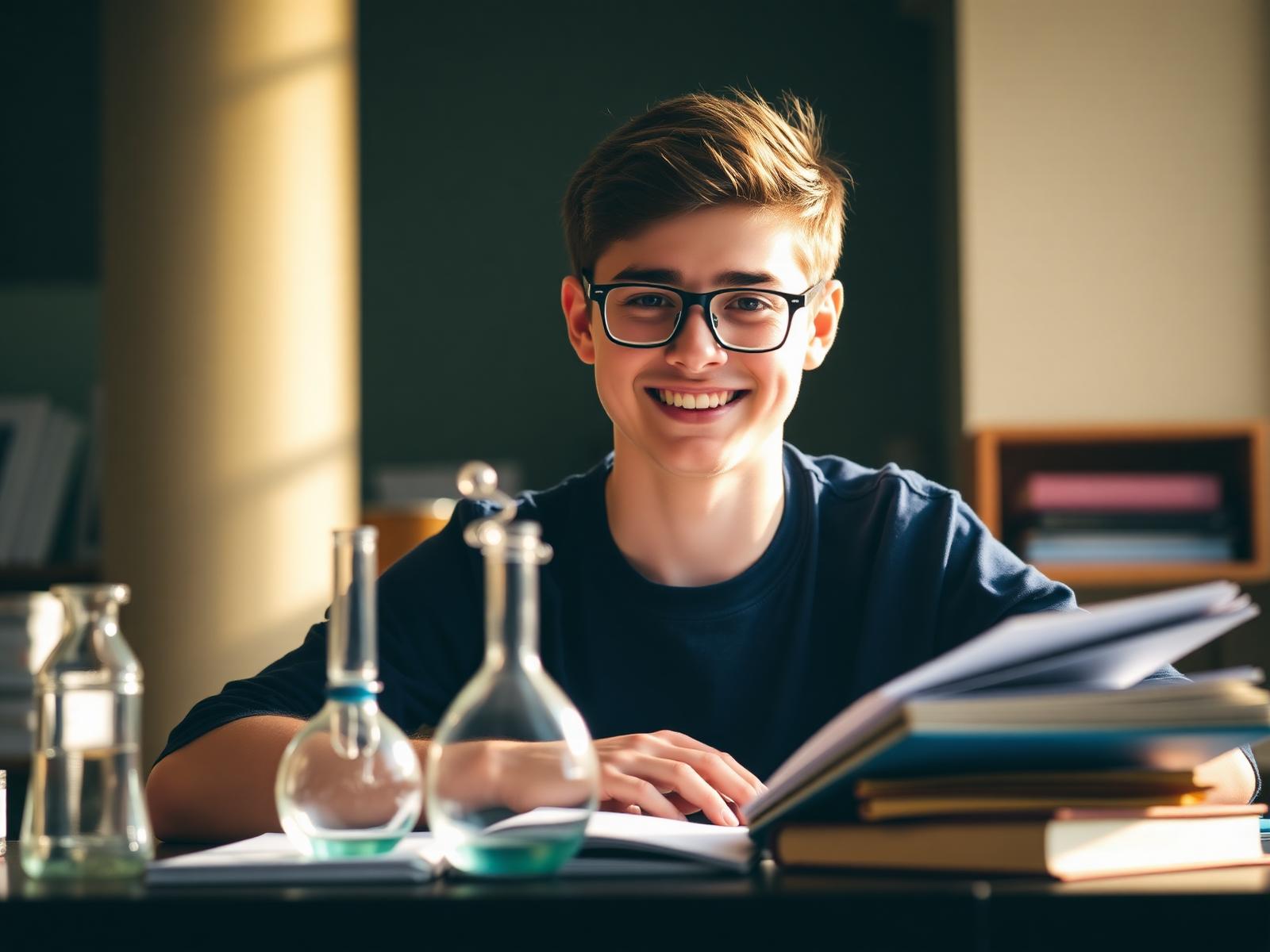 GCSE student studying chemistry